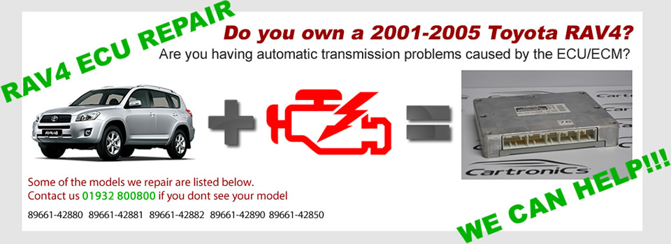 Rav 4 ECM / ECU Repair Transmission problems repaired 89661 - 4288/4289/ 4425 call 01932 800 800.